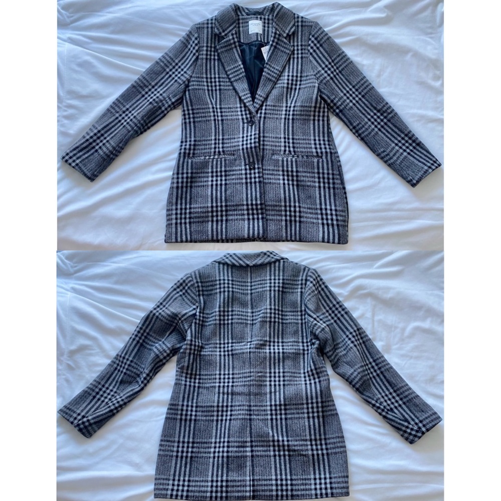 Abercrombie & Fitch wool-blend plaid blazer coat